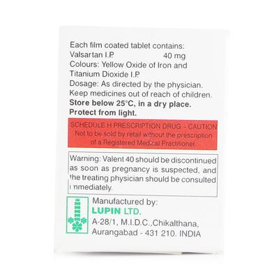 Valent 40mg Tablet 10'S - Hypertension-Ang