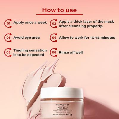 Revolution Skincare Pink Clay Detoxifying Face Mask 50 ml - Masks & Peels