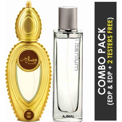 Ajmal Titanium EDP Citrus Spicy Perfume And Wisal Dhahab EDP Fruity Floral Perfume 150 ml - Men Perfumes (Edt/Edp)