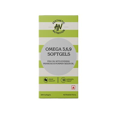 Aesthetic Nutrition Omega 3 6 9 Softgels Triple Omega Formula With Evening Primrose, Fish Oil, And Pumpkin Seed Oil For Heart, Skin 30 Softgels 1's - Omega Fish Oil Fatty Acids