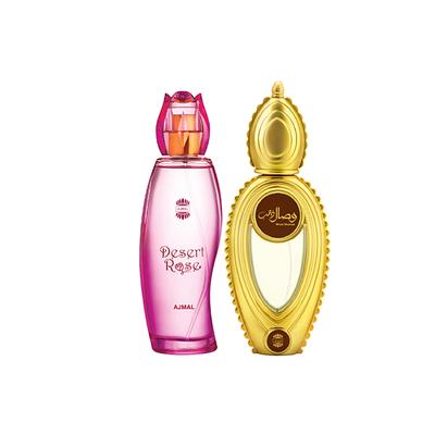 Ajmal Desert Rose EDP Floral Oriental Perfume And Wisal Dhahab EDP Fruity Floral Perfume 150 ml - Perfumes (Edt/Edp)