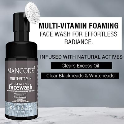 Mancode Multi Vitamin Foaming Face Wash With Bult-In Face Brush For Deep Cleansing 100 ml - Face Wash & Cleansers