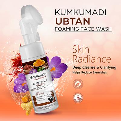 Astaberry Indulge Kumkumadi Ubtan Foaming Face Wash for Radiant Skin -Rejuvenating 150 ml - Face Wash & Cleansers