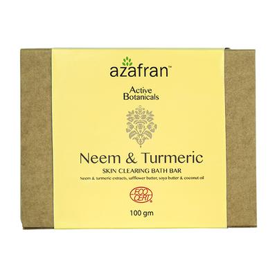 Azafran Active Botanicals Neem & Turmeric Skin Clear Bath Bar 100 gm - Soaps