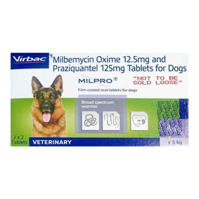 MILPRO (VET) (ABOVE 5 KG) DEWORMER FOR DOG Tablet 4's - Veterinary-Pharma