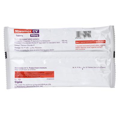 Novamox CV 625mg Tablet 10'S - Bacterial Infections-Pen
