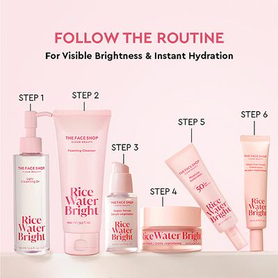 The Face Shop Rice Water Bright Foaming Cleanser - Best Korean Face Wash for Even Tone Skin 100 ml - Face Wash & Cleansers