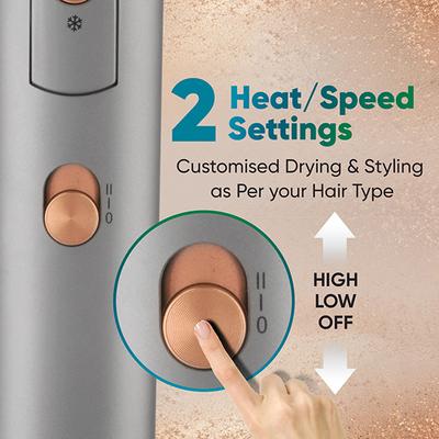 Vega Hair Dryer For Men & Women With Ionic Technology & Cool Shot Button, 1400 Watts, (VHDH-28), Grey 1's - Hair Dryers