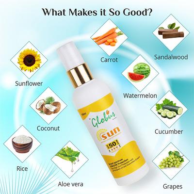 Globus Naturals Sun Screen Lotion With Lemongrass Oil And Cucumber Extract 100 ml - Face Sunscreen