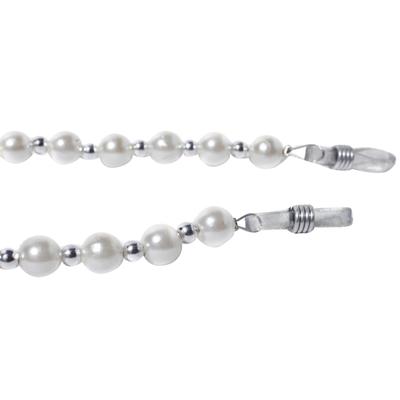 Modisch White Pearls With Small Silver Beads Sunglasses Chain (JC-1408-Silver) 1's - Wearables Sunglasses
