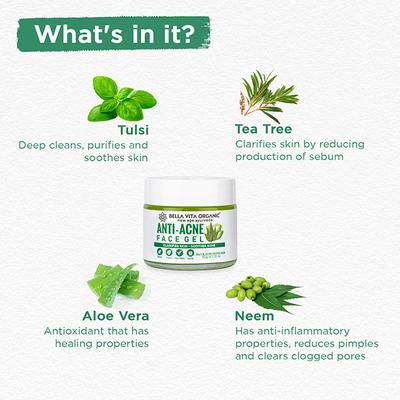 Bella Vita Organic Anti Acne Face gel 50 gm - Face Gels