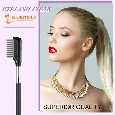 Majestique Steel Eyebrow Eyelash Comb Extension Brush Cosmetic Makeup Tool Makeup Eyelash Comb 1's - Eye Brush