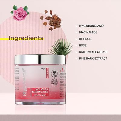 Riyo Herbs Anti Ageing Sleeping Mask - Rose Retinol & Date Palm Extract 100 gm - Masks & Peels