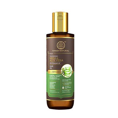 KHADI NATURAL NEEM & ALOEVERA WITH WHEAT GERM HAIR OIL - POWERED BOTANICS 200 ml - Hair Oils