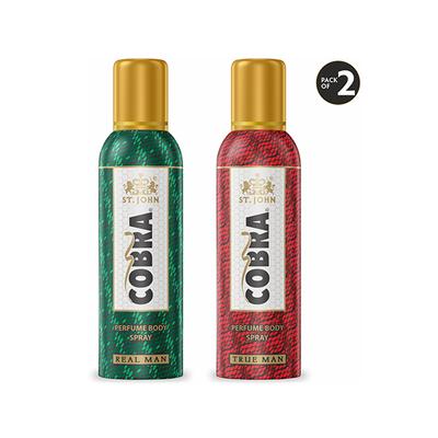 St. John Cobra True Man Body Spray 100 ml + Cobra Real Man Body Spray 100 ml - Men Deodorants/Roll-Ons