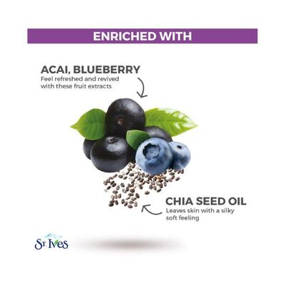 St. Ives Revitalizing Acai Blueberry & Chia Seed Body Lotion 100% Natural Moisturizers 400 ml - Lotions & Creams