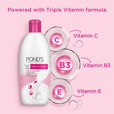 Pond's Triple Vitamin Silky Smooth Skin Moisturising Lotion Vitamins B3, E&C 100ml - Lotions & Creams