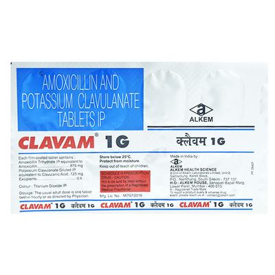 CLAVAM 1gm Tablet 10's - Bacterial Infections-Pen