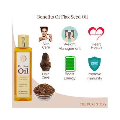 The Pure Story Flax Seed Oil Pure Natural, Extra Virgin Cold Pressed 100ml - Face Oils
