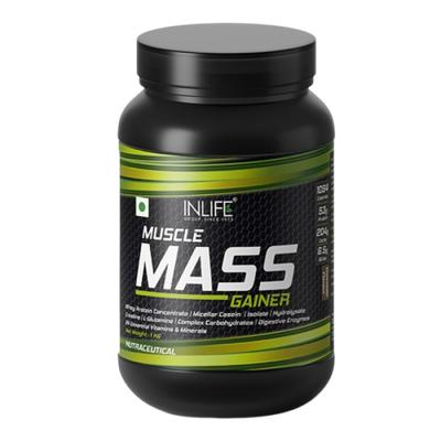 INLIFE Muscle Mass Gainer with Whey Protein Powder Chocolate Flavor 1 kg - Whey Proteins