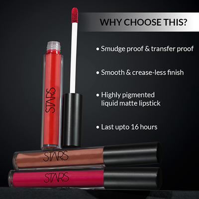 Star's Cosmetics Lip Pop Lipstick Light Weight, Long Lasting, Matte Finish(No.6 Fuchsia Pink) 2.6 ml - Liquid Lipsticks