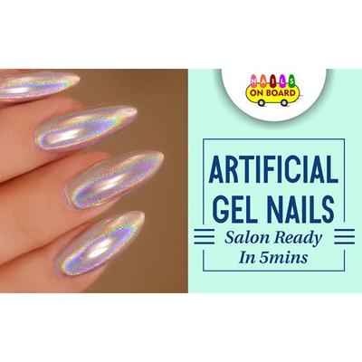 Nails On Board Handmade Press On Gel Nails- Holographic White 50 gm - Nail Care