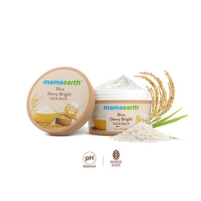 Mamaearth Rice Dewy Bright Face Pack with Rice Water & Niacinamide for Glass Skin 200 gm - Face Packs
