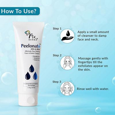 Fixderma Mandelic Acid + Salicylic Acid Face Wash, Peelonate Aha and Bha Face & body Cleanser 75gm - Face Wash & Cleansers