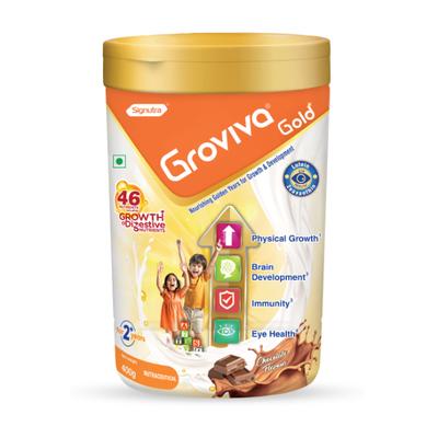Groviva Gold Age 2+ Child Nutrition Supplement Powder Jar - Chocolate Flavour 400 g - Baby And Infant Supplements