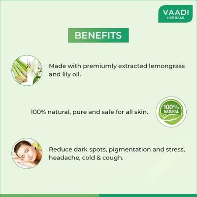 Vaadi Herbals Aromatherapy Body Oil - Pure Lemon Grass & Lily Oil 110 ml - Massage Oils