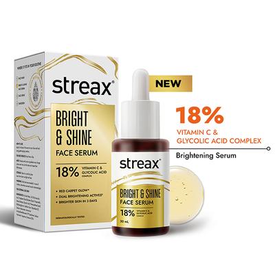 Streax Bright & Shine Face Serum 10% Vitamin C Serum & 1% Glycolic Acid 30 ml - Face Moisturizers