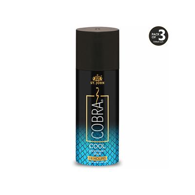St. John Cobra Cool Limited Edition Deodorant Spray - Pack of 3 150 ml - Men Deodorants/Roll-Ons