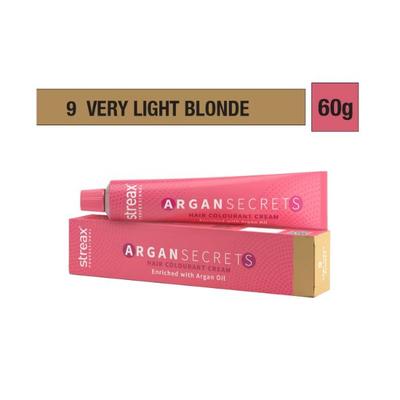 Streax Professional Argan Secrets Hair Colourant Cream - Very Light Blonde 9 60 gm - Crème
