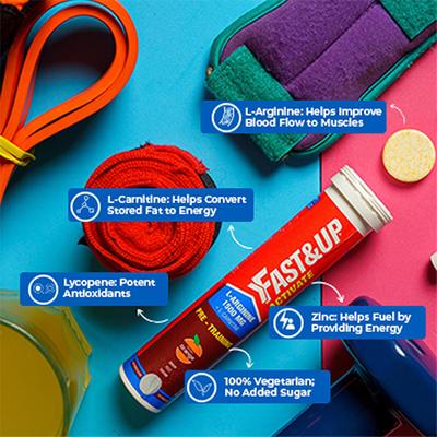 Fast&Up Activate Pre-Training Drink L-Arginine L-Carnitine 1500 mg Effervescent Tablet - Orange Flavour 20's - Workout Essentials