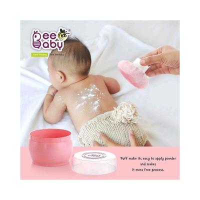 Beebaby Premium Powder Puff with Container for Baby 0M + (Pink) 1's - Baby Powder