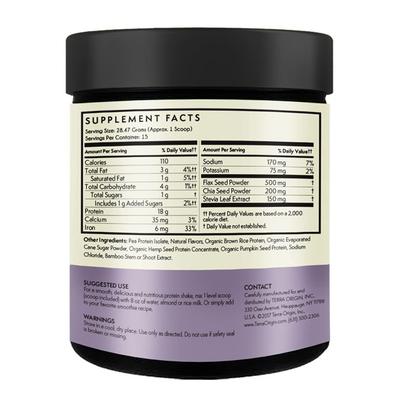 Terra Origin Plant Protein Powder - Vanilla Chai Flavour 427.1 gm - Protein Drink