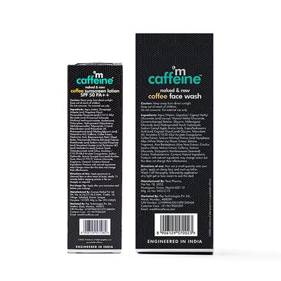 mCaffeine Daily Sun Protection Kit - Deep Cleansing Coffee Face Wash & SPF 50 PA++ Sunscreen Lotion 150 ml - Face Sunscreen