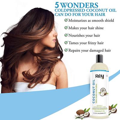 Rey Naturals Cold Pressed Coconut Oil 200 ml - Essential Oils