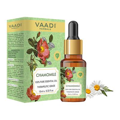 Vaadi Herbals Chamomile Essential Oil - Reduces Blemishes, Evens Skin Tone - Relieves Stress, Better Sleep - 100% Pure Therapeutic Grade 10 ml - Essential Oils