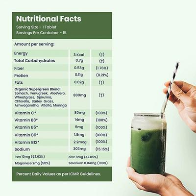 Wellbeing Nutrition Daily Greens Wholefood Multivitamin with Vitamin C, Zinc, B6, B12 for Immunity and Detox - Multi-Vitamins