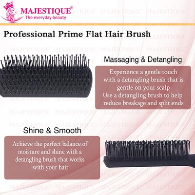 Majestique Prime Black Hair Brush 8 Row Flat Series, Bio-Friendly Detangling Brush 1's - Hair Brushes