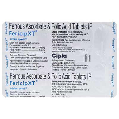 Fericip XT Tablet 10'S - Iron Supplement/Anaemia-Vma