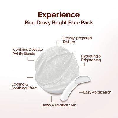 Mamaearth Rice Dewy Bright Face Pack with Rice Water & Niacinamide for Glass Skin 200 gm - Face Packs