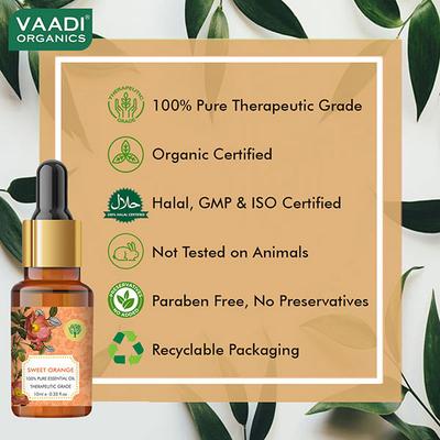 Sweet Orange Essential Oil - Vitamin C Reduces Hairfall, Improves Skin Complexion, Enhances Mood, Loosens Tired Muscles - 100% Pure Therapeutic Grade 10 ml - Essential Oils