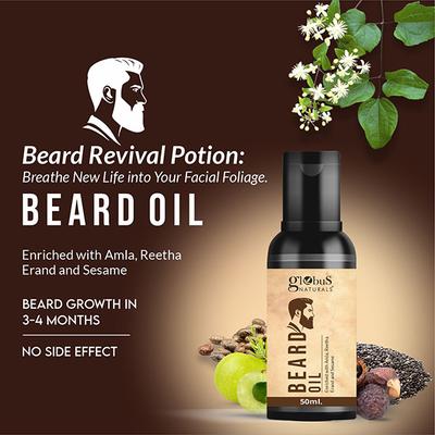 Globus Naturals Beard Oil, Enriched with Amla Reetha Erand & Sesame Oil 50 ml - Face Oils