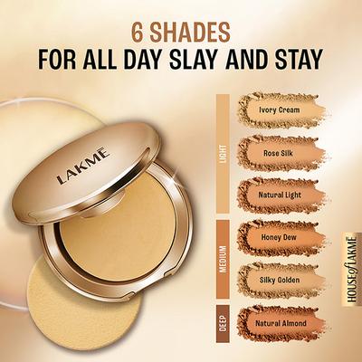 Lakme Powerplay Priming Powder Foundation, 3-in-1, Rose Silk, 9gm - Compact Powder