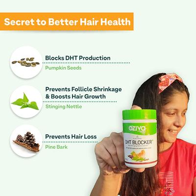 OZiva Plant Based DHT Blocker With Pine Bark for Hairfall Control & Follicle Stimulation (60 Capsules) 1's - Multi-Vitamins