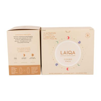 LAIQA Premium Sanitary Pads Combo Pack (10 Ultrathin Day Pads L + 5 Cosyfluff Night Pads XL) - Sanitary Napkins