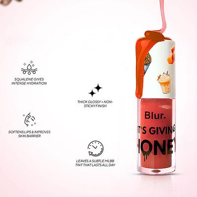 Blur India, It's Giving Honey Lip Oil, Juicy Lip Oil, Caramel (Warm Brown) 5 ml - Lip Glosses