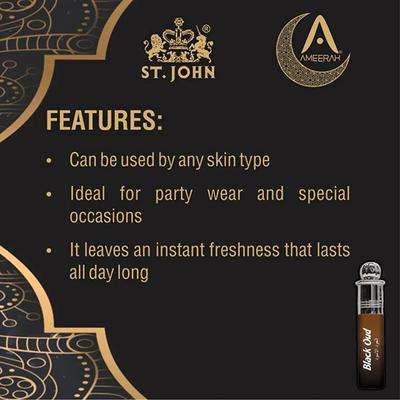 St. John Ameerah Black Oud Attar Roll On - Pack of 2 x 8 ml - Men Deodorants/Roll-Ons